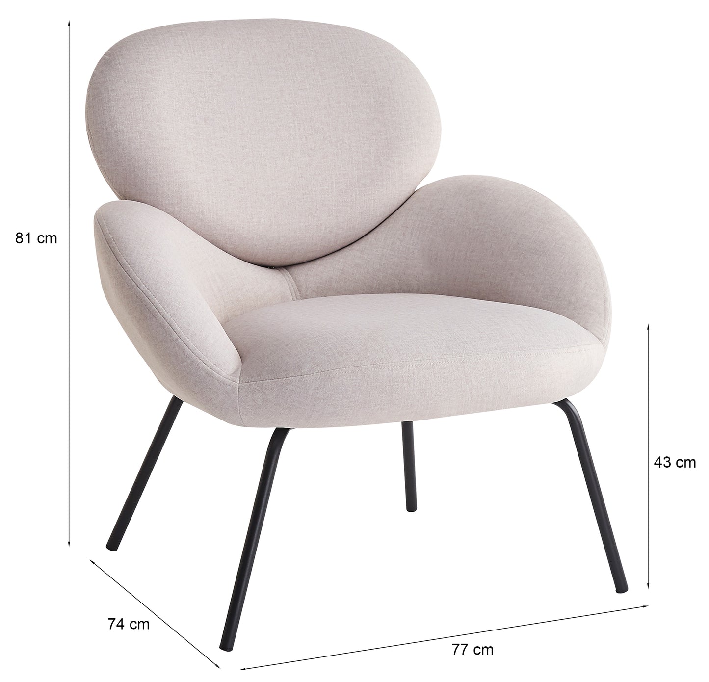 Krēsls Almo 81/77/74 cm bēšs - N1 Home