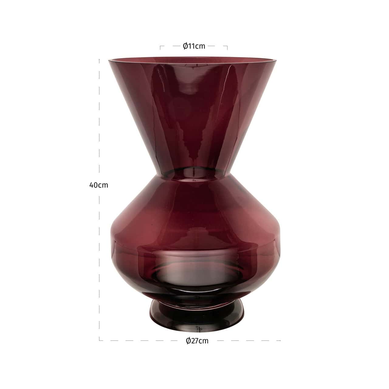 Vāze Veya Richmond Interiors 27/27/40 cm burgundi