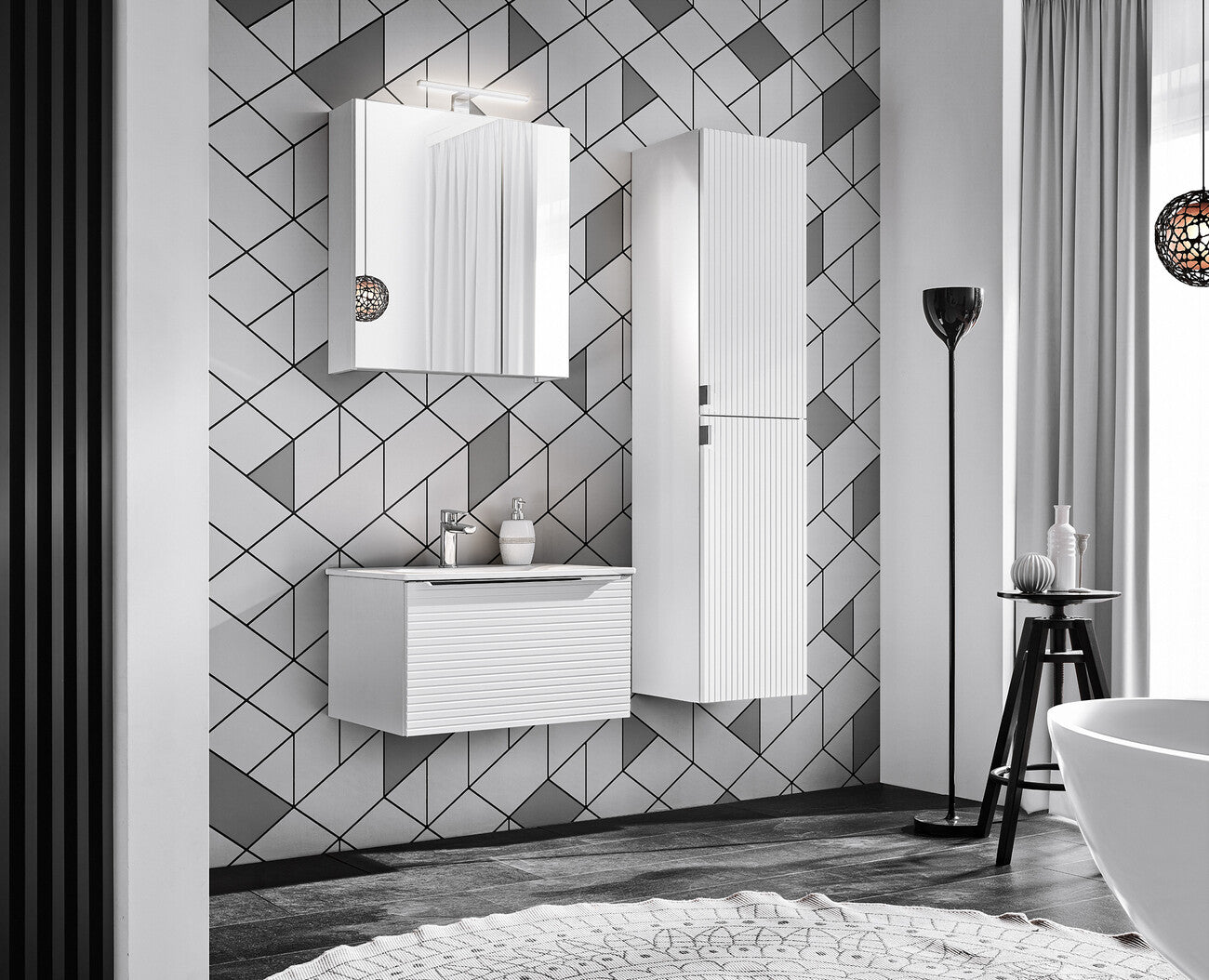 Vannas istabas skapīs Leo 60; 90/65/16.8 cm balts - N1 Home