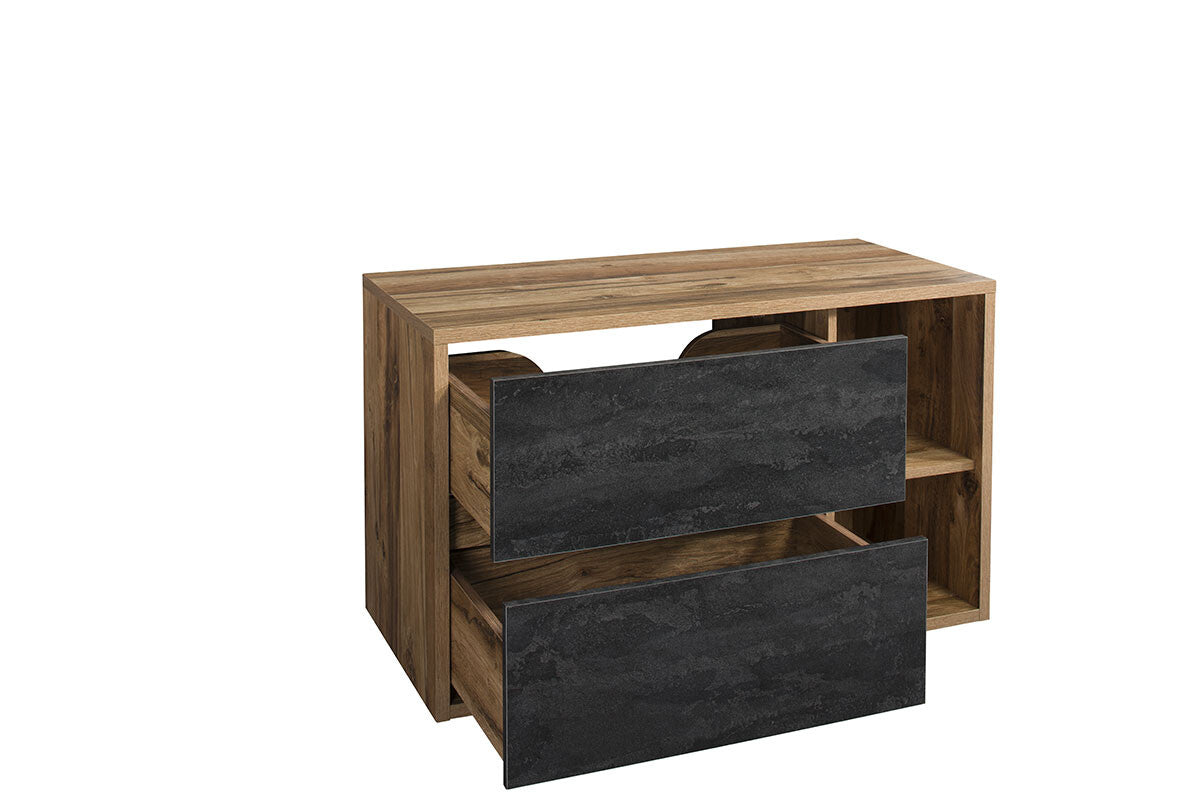 Vannas istabas mēbeļu komplekts Hamp G ar spogulis Hantona ozols/tumšs betons - N1 Home