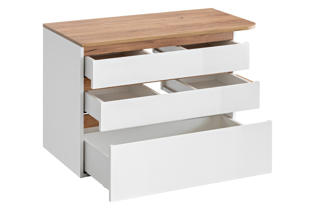 Vannas istabas izlietnes skapīs Plati 94/64/50 cm balts/zelts craft ozols - N1 Home