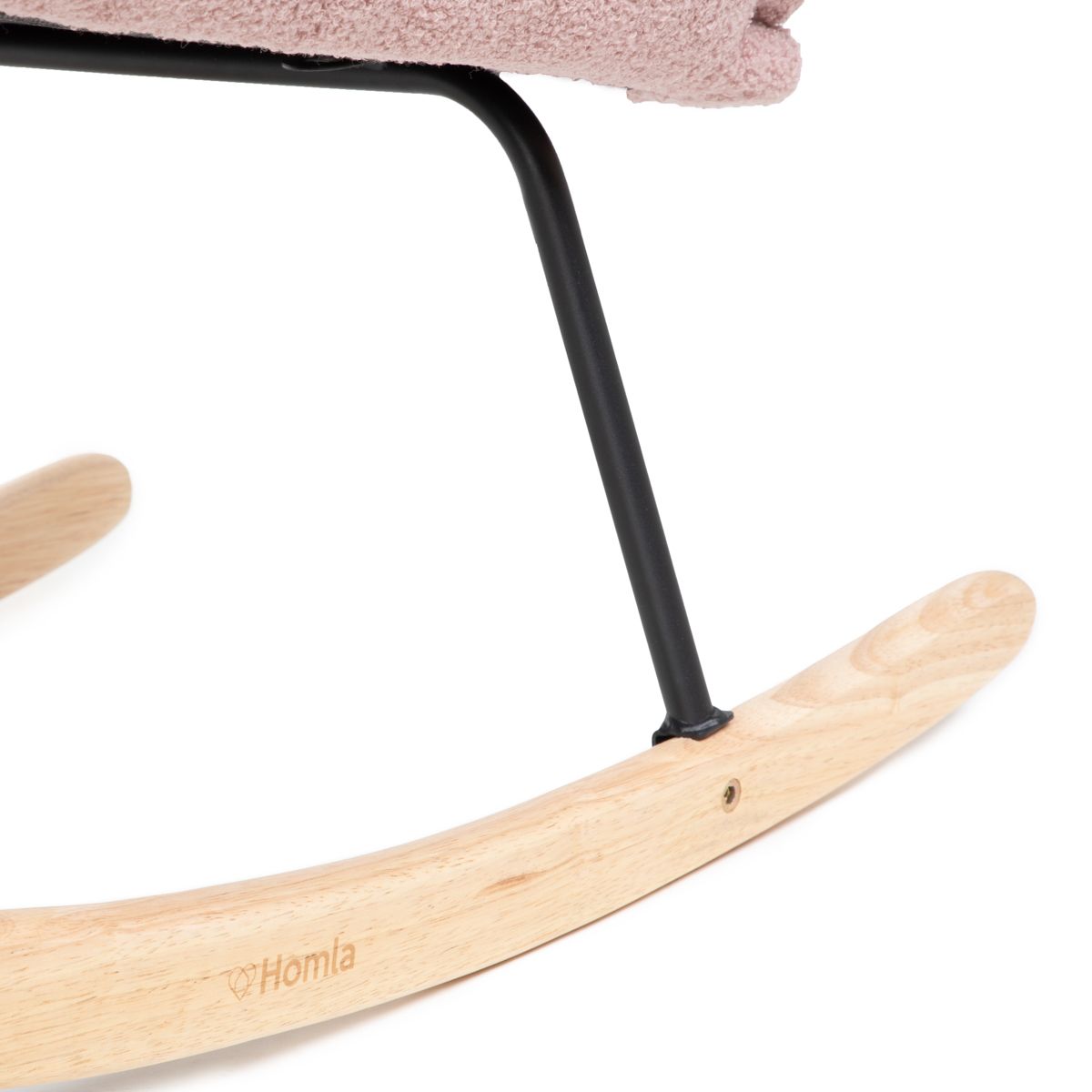 LUNNIE šūpuļkrēsls rozā audumā TEDDY BOUCLÉ 67x78x92 cm - N1 Home