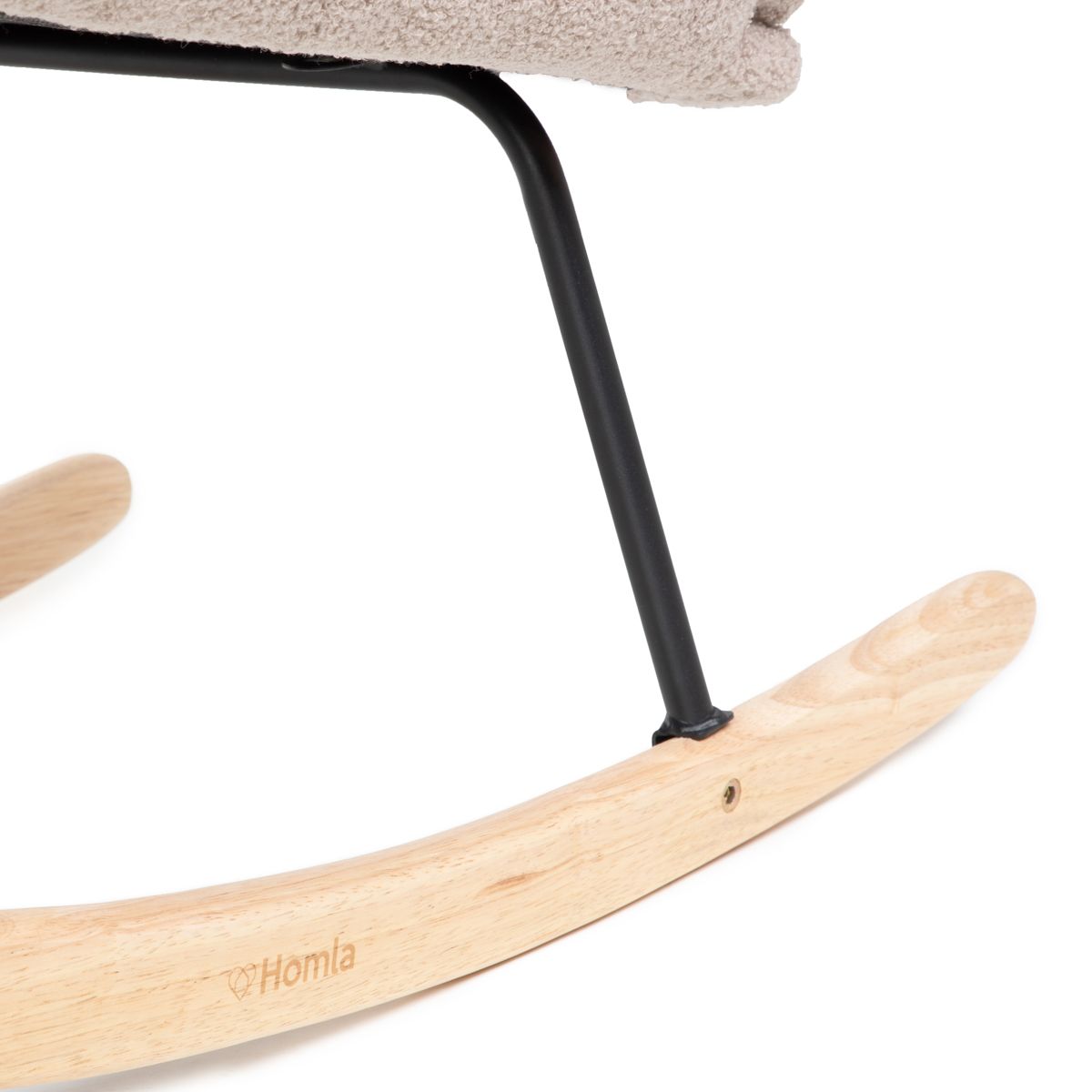 LUNNIE smilškrāsas šūpuļkrēsls no auduma TEDDY BOUCLÉ 67x78x92 cm - N1 Home