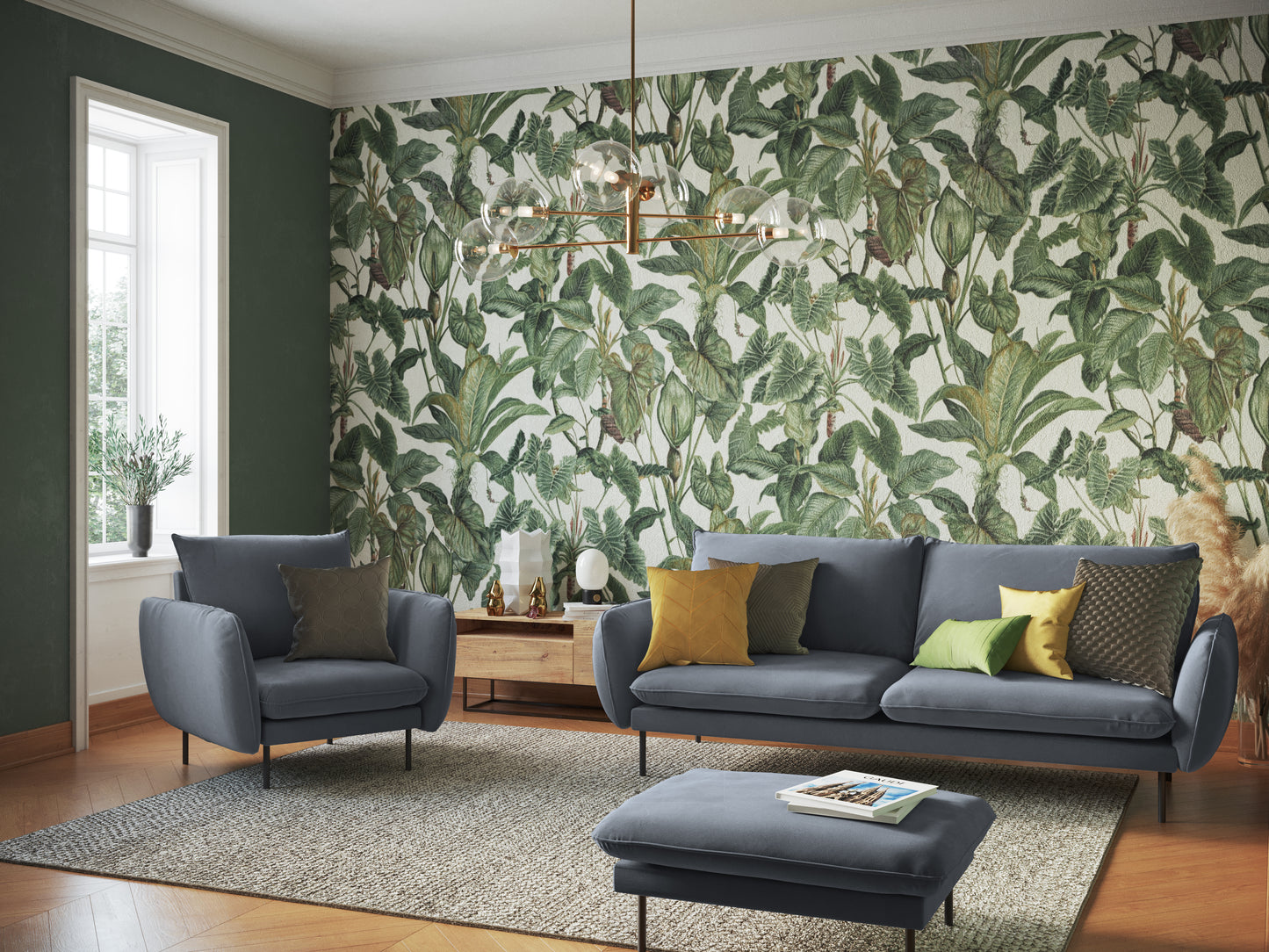 Atzveltnes krēsls Cosmopolitan Design Vienna samta 97x94x95 cm pelēks - N1 Home