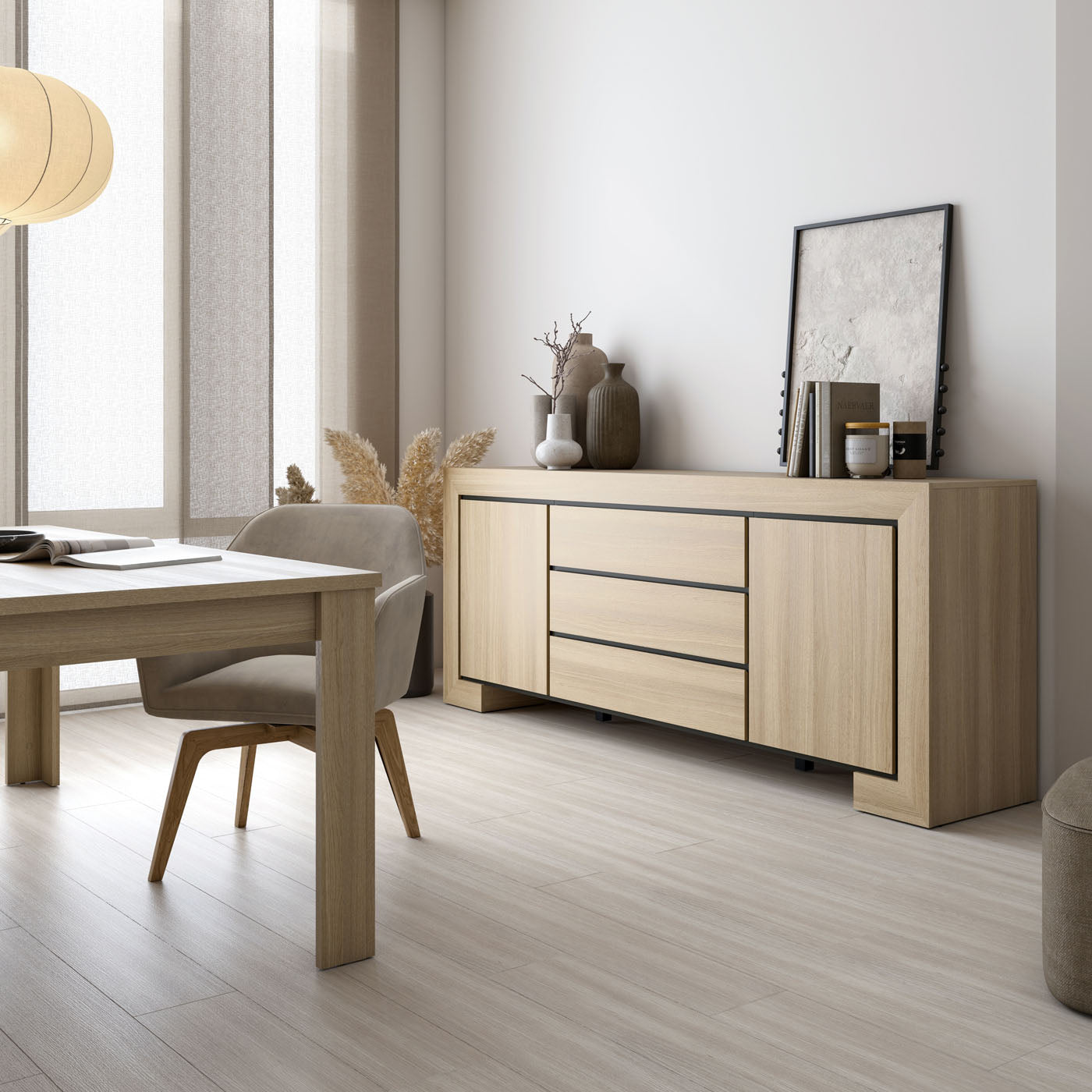 Kumode Cabira II 225/48/90 cm elegants ozols/melns - N1 Home