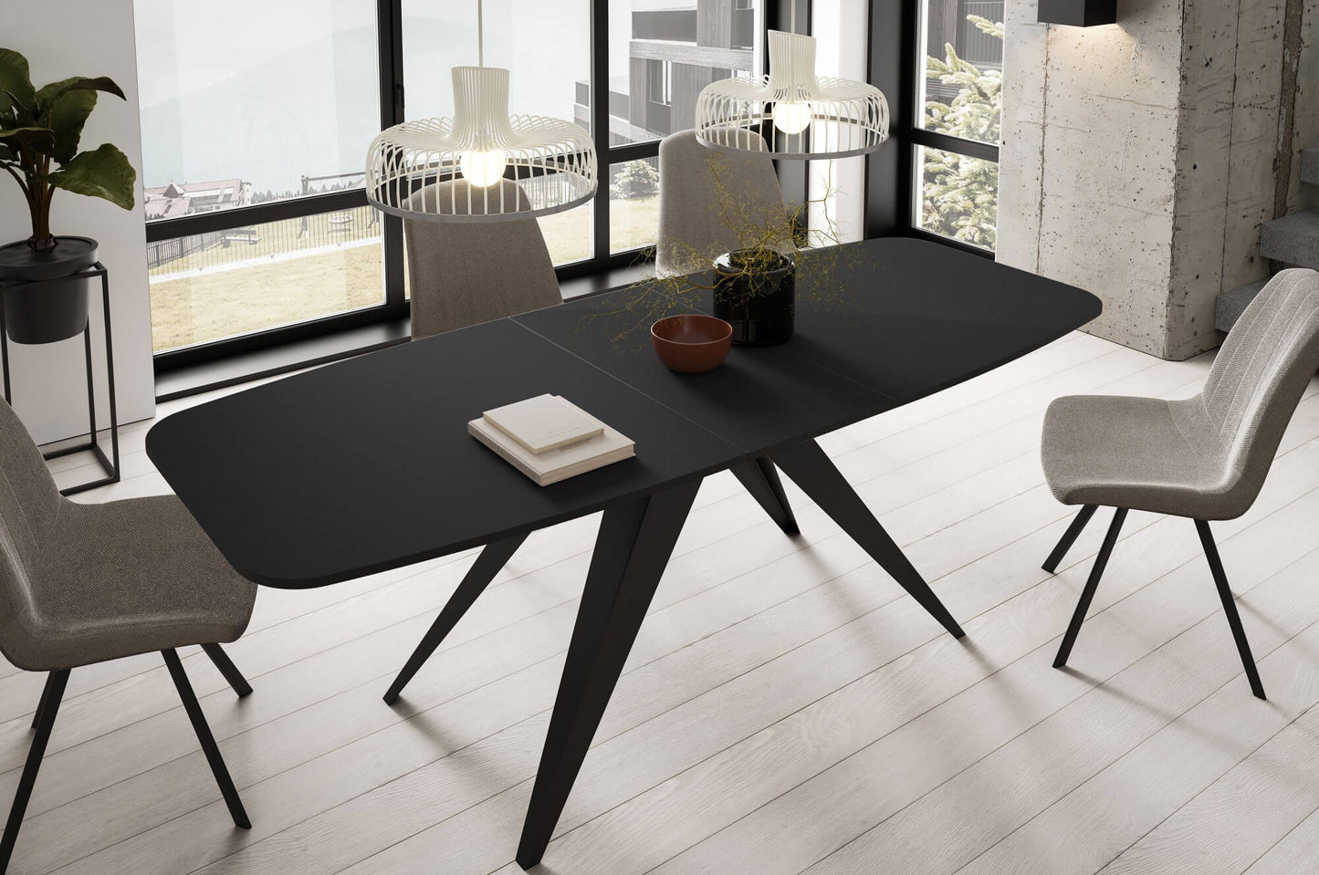 Galds Fery 76/160/80; 76/180/90 cm Cremona canollo/melns - N1 Home