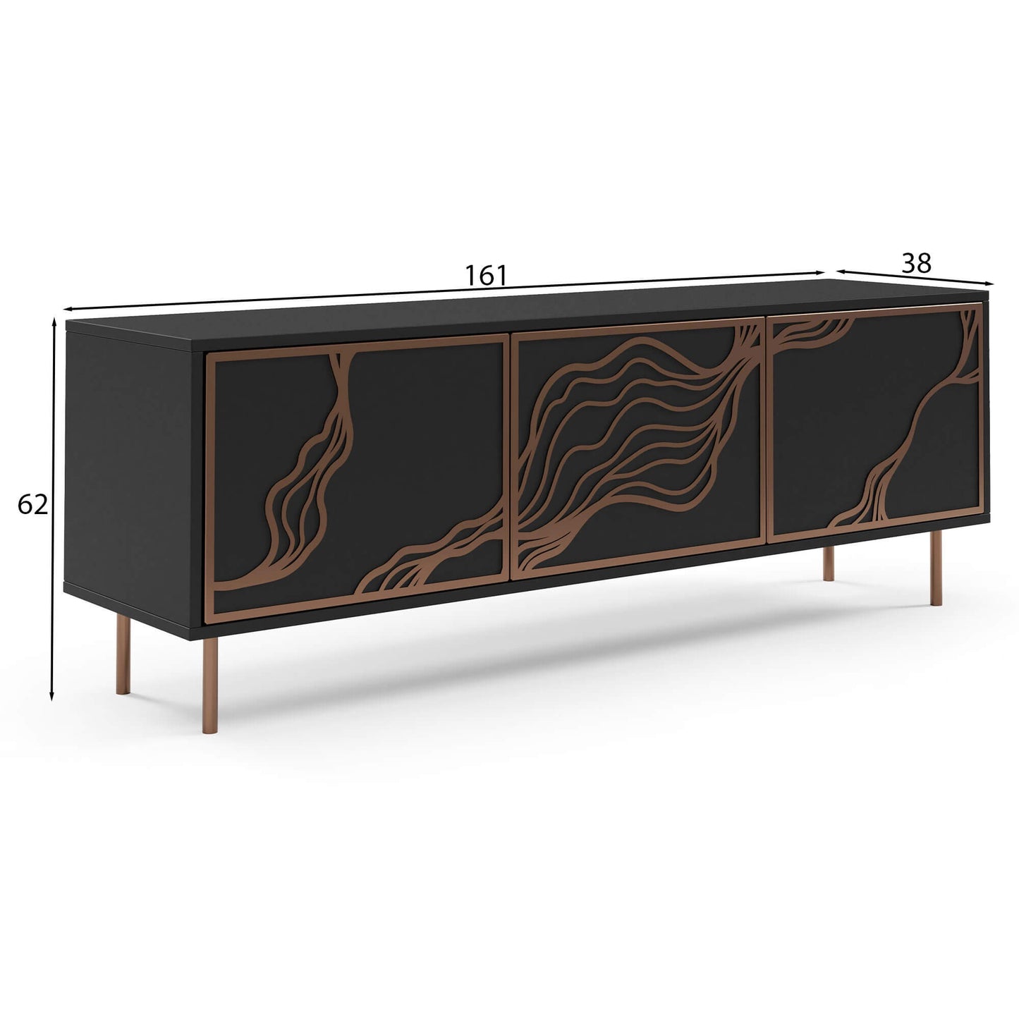 TV skapis Maros 161/38/62 cm melns/varš - N1 Home