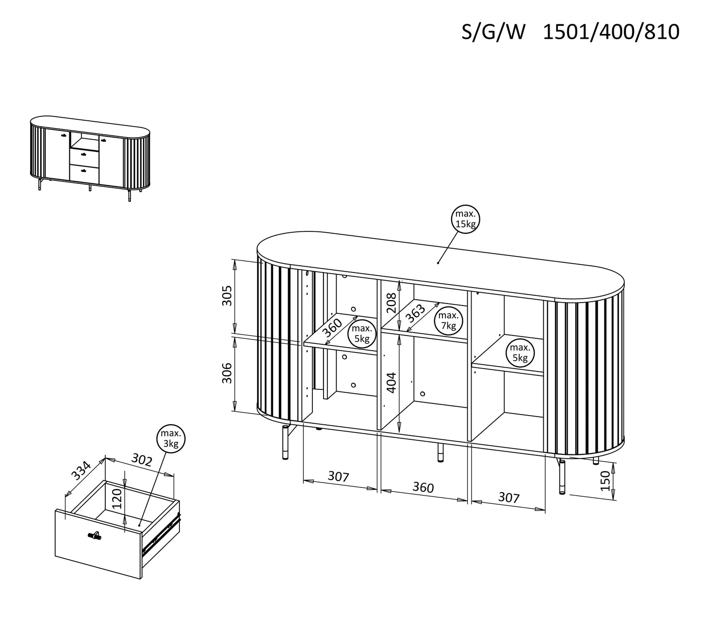 Kumode Zanto 150/40/81 cm kašmirs