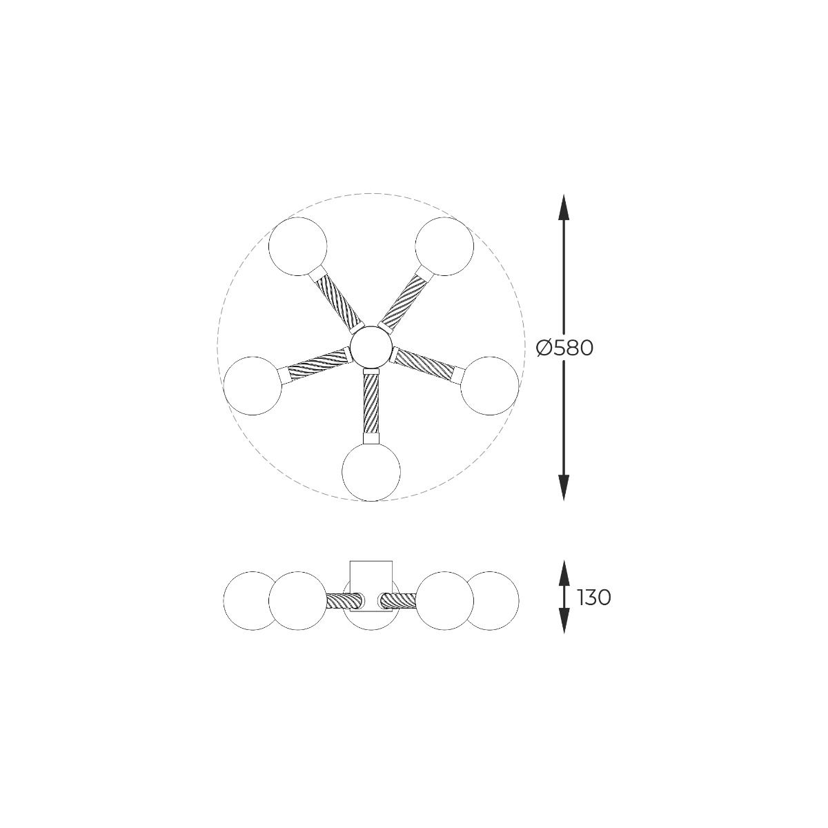 Piekaram lampa Midls 13/58/58 cm zelts
