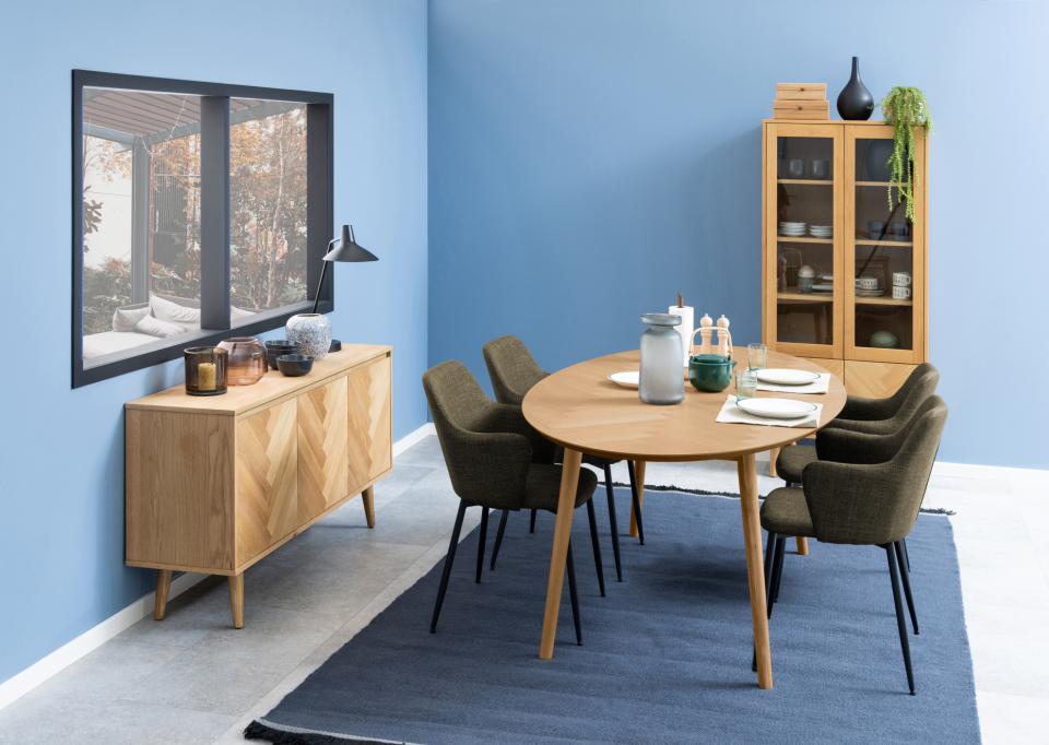 Vitrīnas skapis Naga 80x37x178 cm lakots ozols - N1 Home