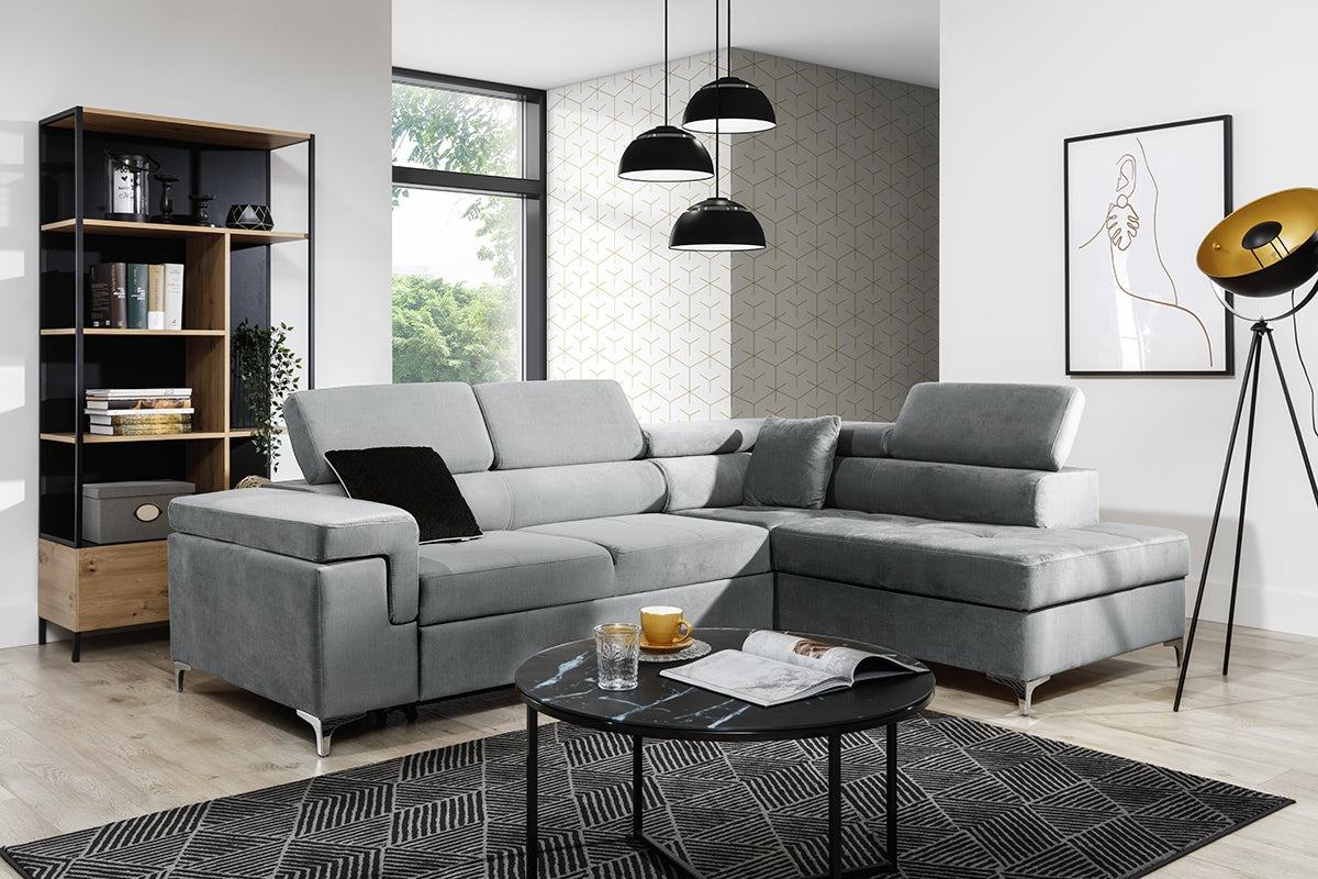 Dīvāns EGO L labais stūris 274/76-98/202 cm pelēks - N1 Home