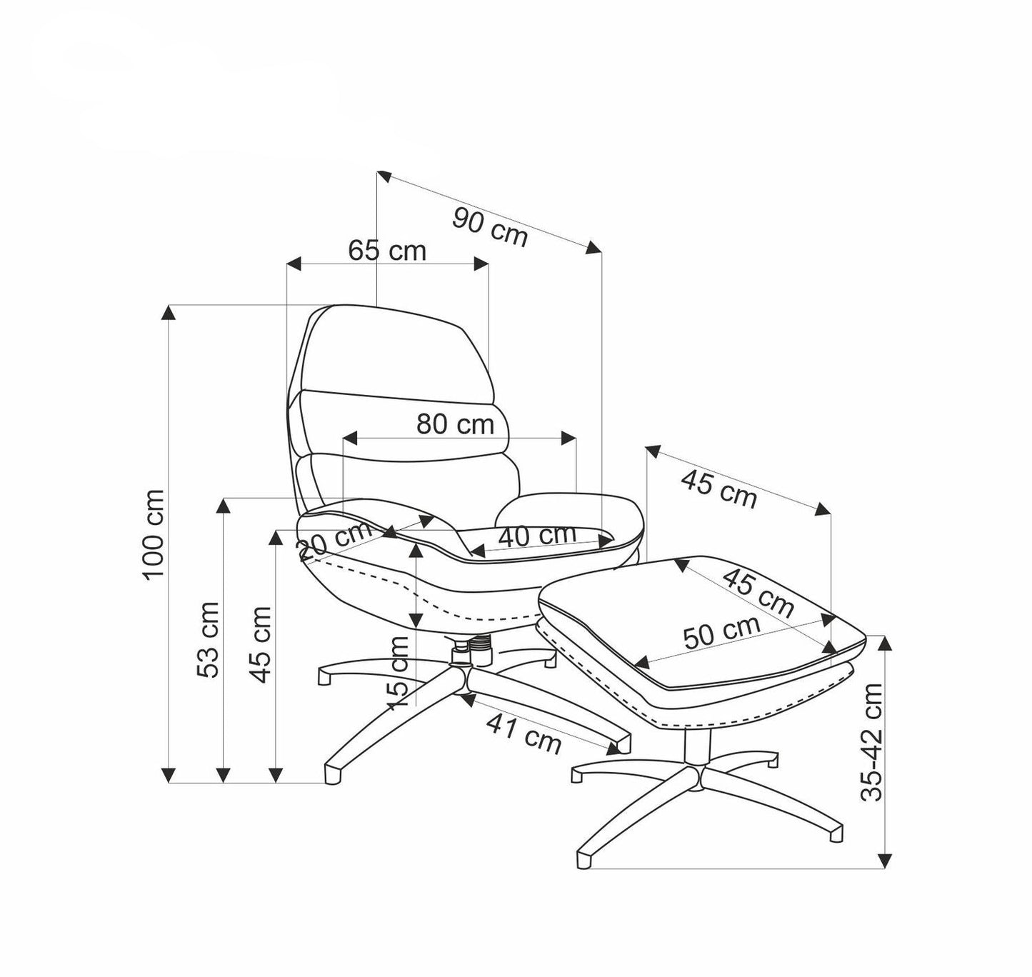 Atzveltnes krēsls Napa 80/90/100/45 cm zils - N1 Home