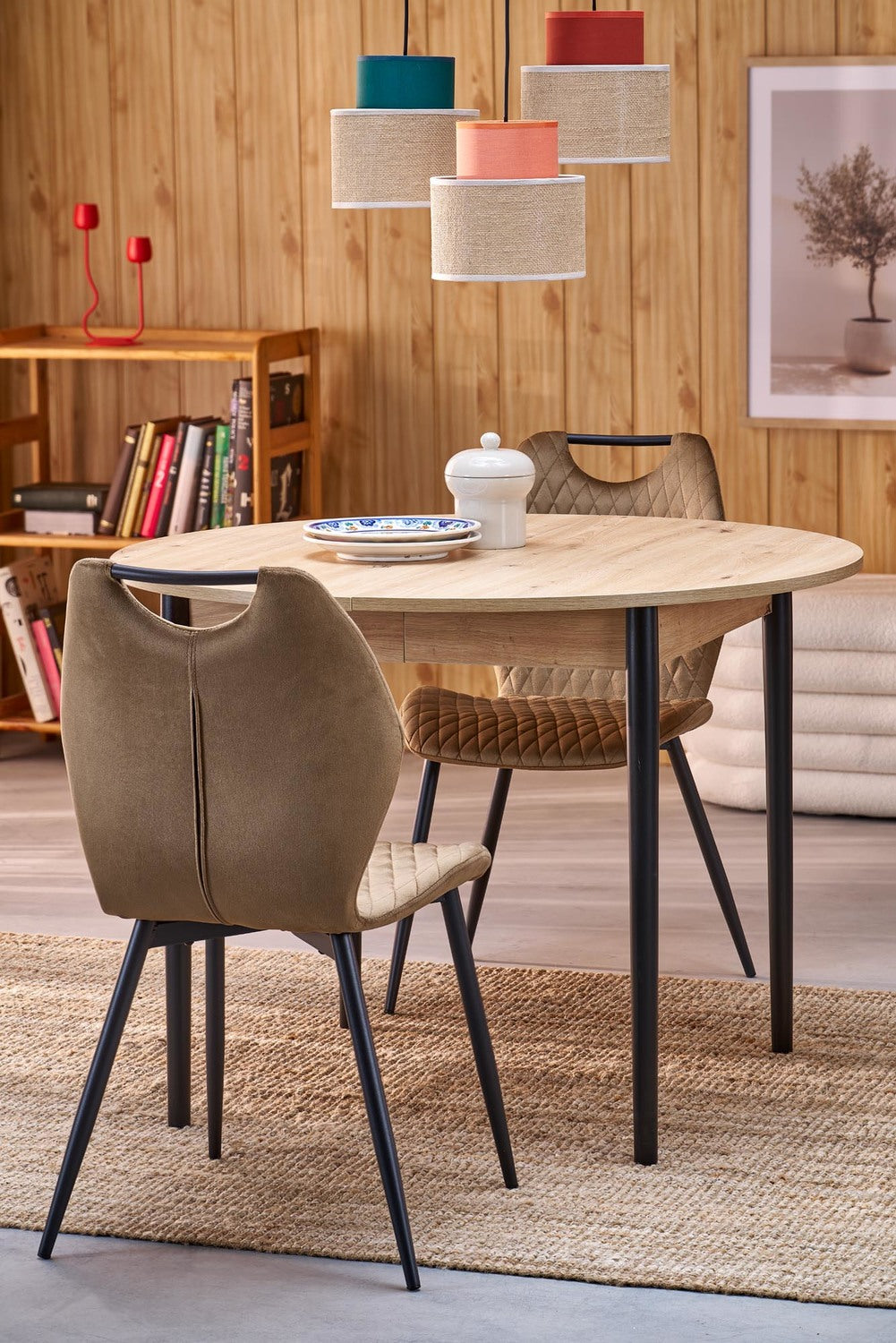 Galds Pivols 102/102/75 cm amatnieciskais ozols/melns - N1 Home