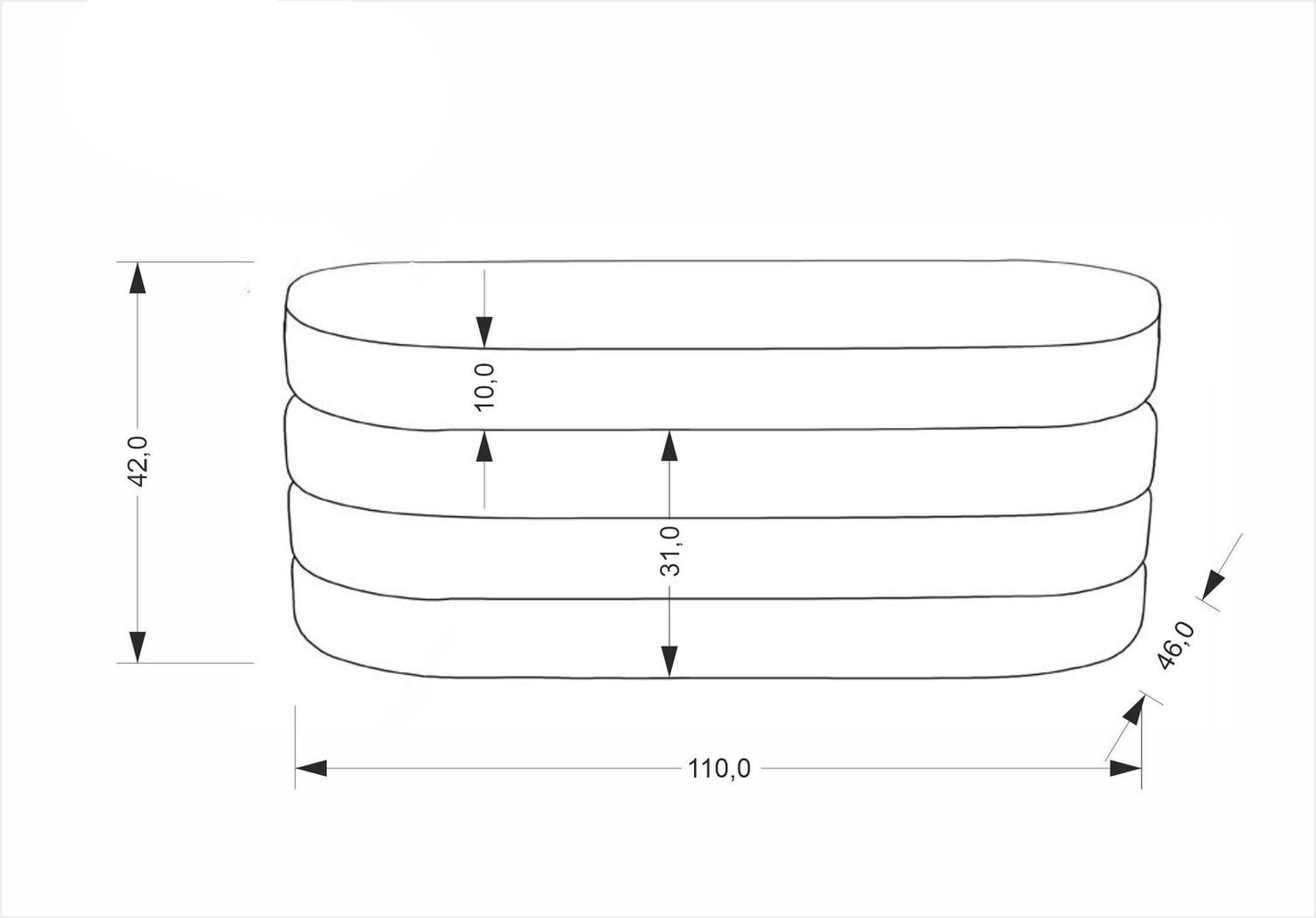 Pufs Kalipi 110/46/42 cm bēšs - N1 Home