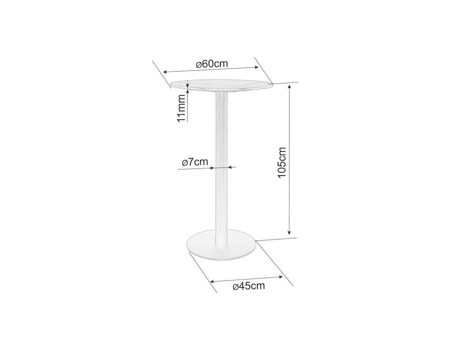 Bāra galds Bite 105/60 cm melns - N1 Home