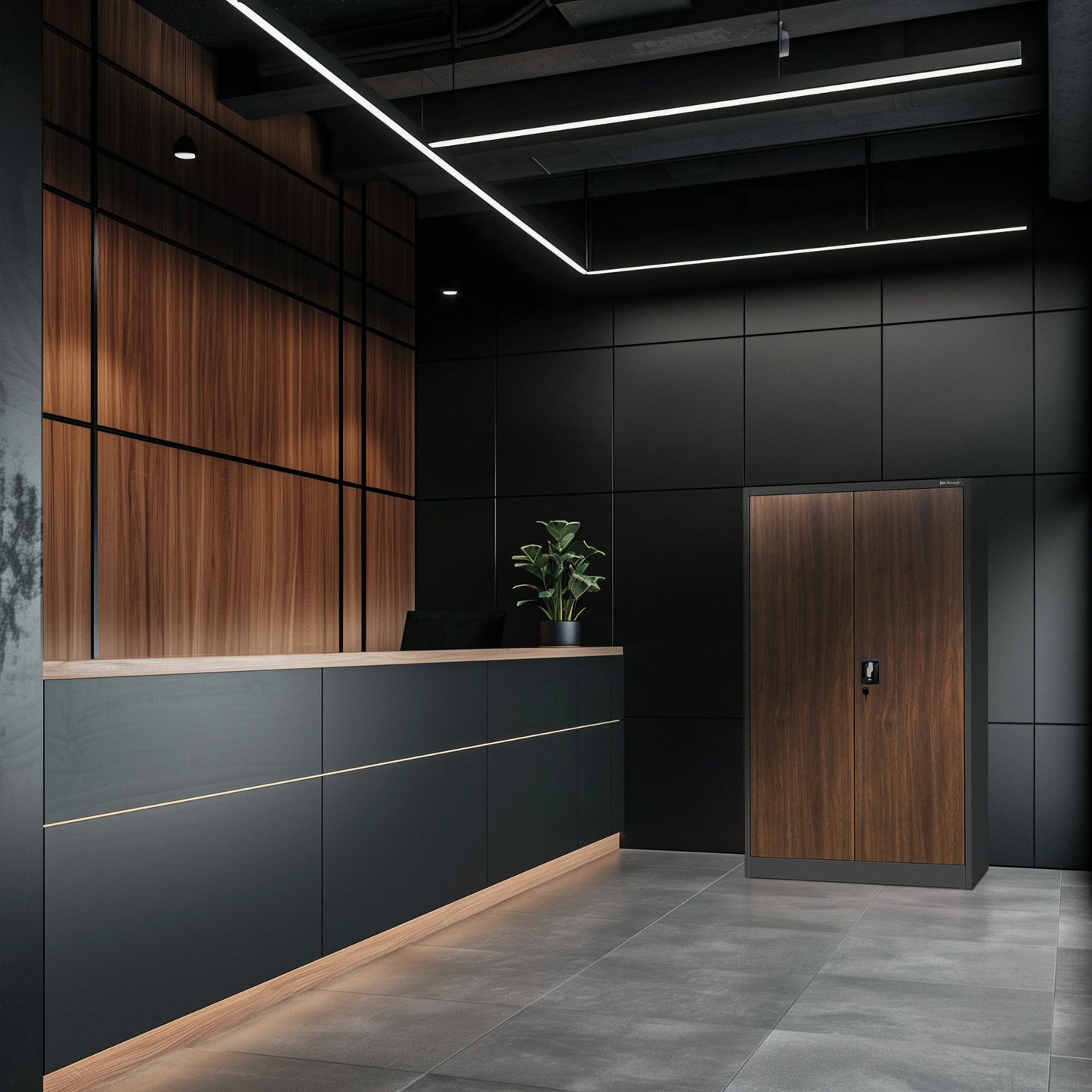 Slēdzams metāla skapis Kev 140/90/40 cm antracīts/valrieksts - N1 Home