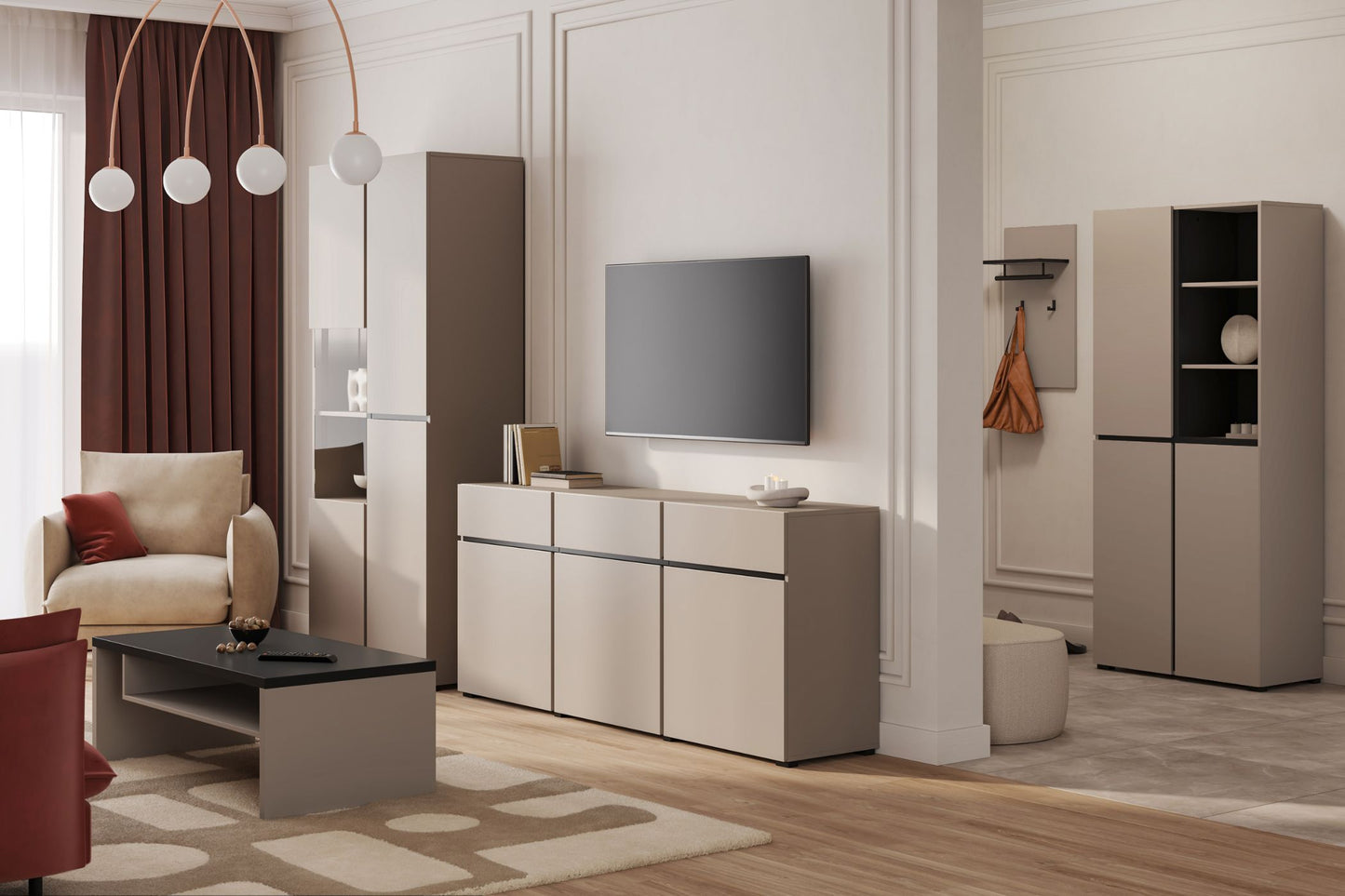 TV skapis Krosit kolekcija 225/48/40 cm congo/melns