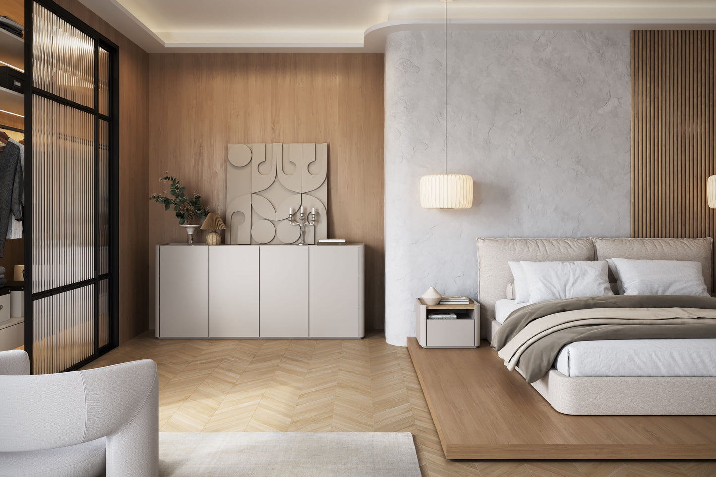 Kumode Elva 200/89.5/48 cm Kašmirs / Eļļots ozols - N1 Home