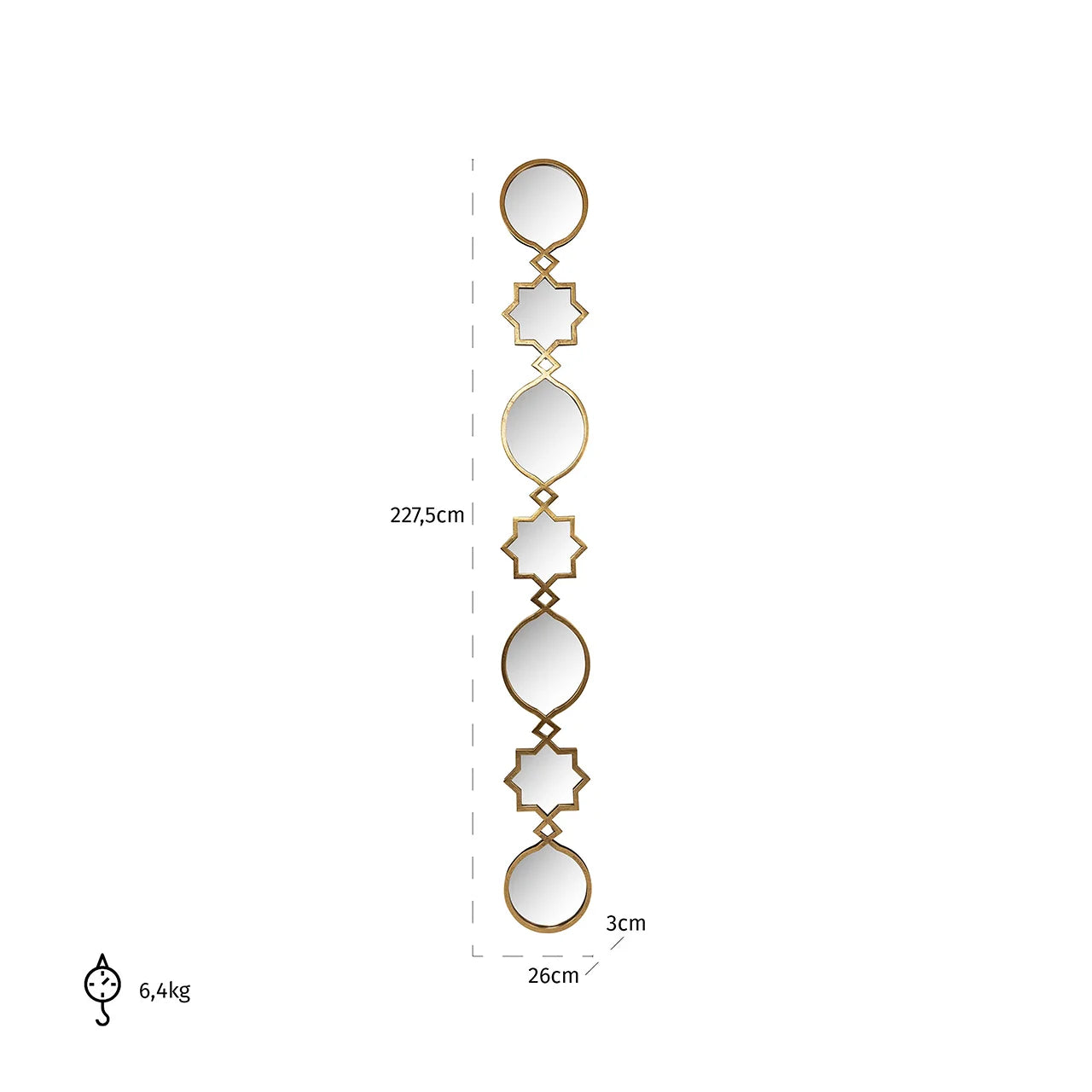 Spogulis Richmond Interiors Babice 227/26/3 cm zelts - N1 Home