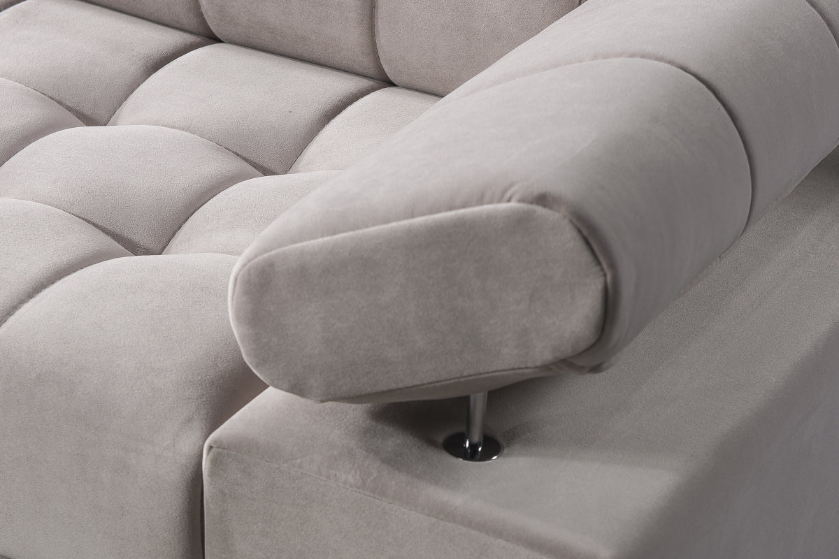 Dīvāns SIDNEY L II labais stūris 276/76-92/203 cm pelēks - N1 Home