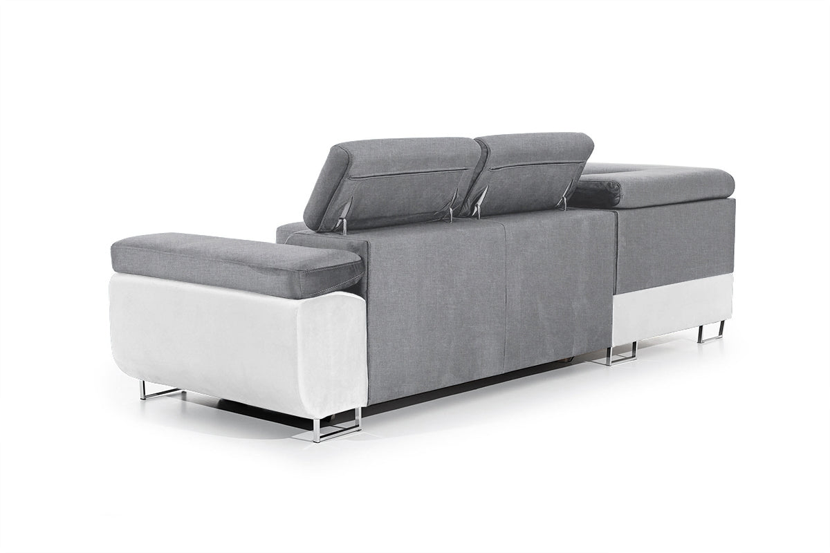 Dīvāns TOKYO kreisais stūris 277/76-98/201 cm pelēks/balts - N1 Home