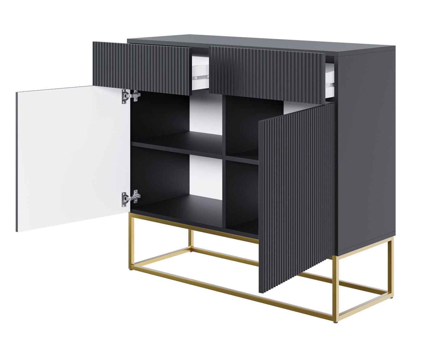 Kumode Velda 100/90/38 cm melns/zelts - N1 Home