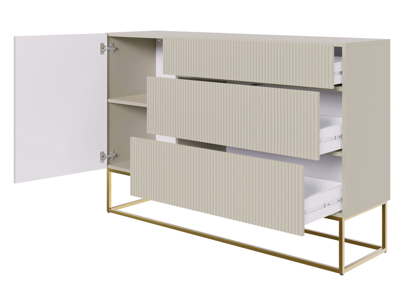Kumode Velda 140/90/38 cm bēšs/zelts - N1 Home