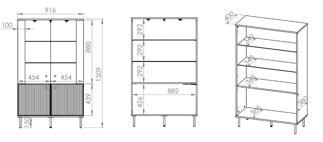 Vitrīnas skapis Galeto 151/92/40 cm bēšs - N1 Home