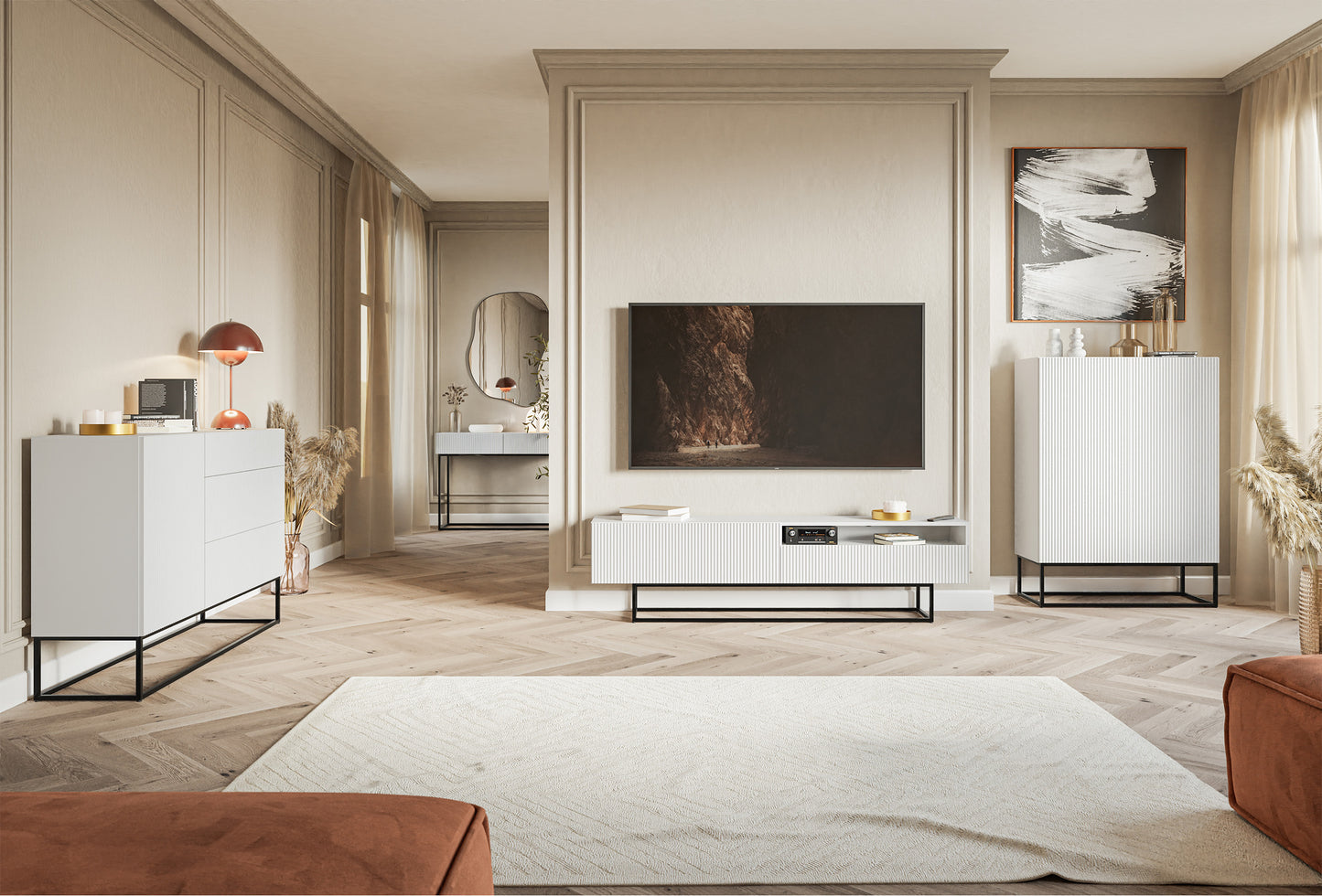 Kumode Velda 90/90/38 cm balts/melns - N1 Home