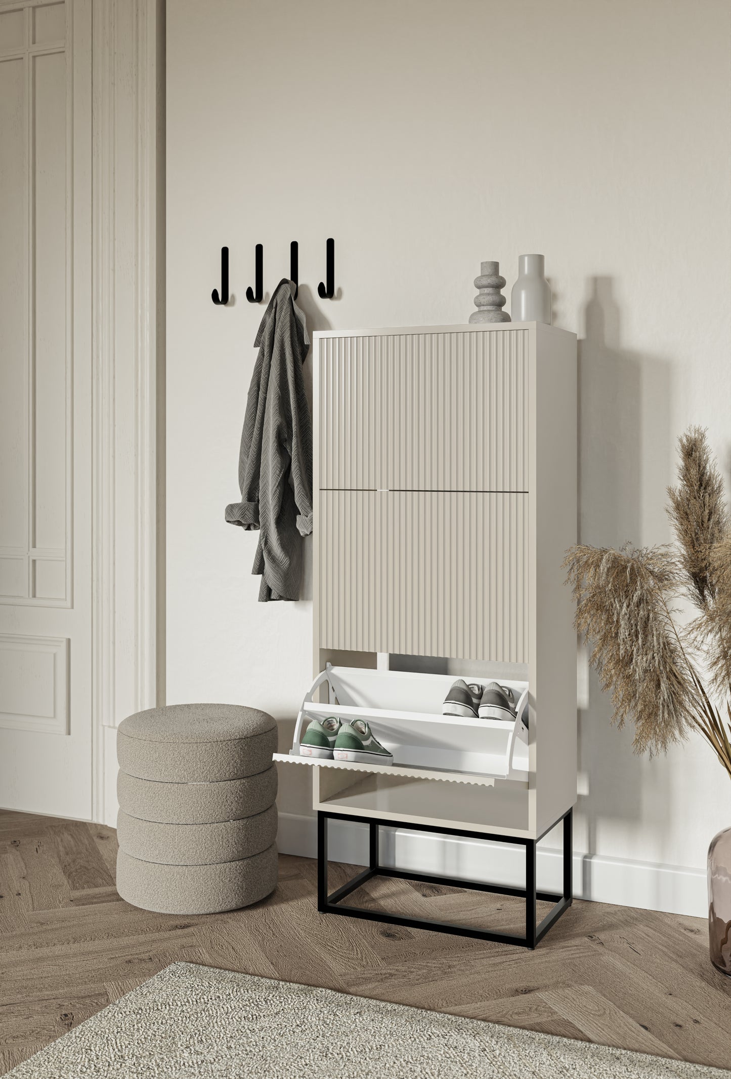 Apavu skapis Velda 50/30/125 cm bēšs/melns