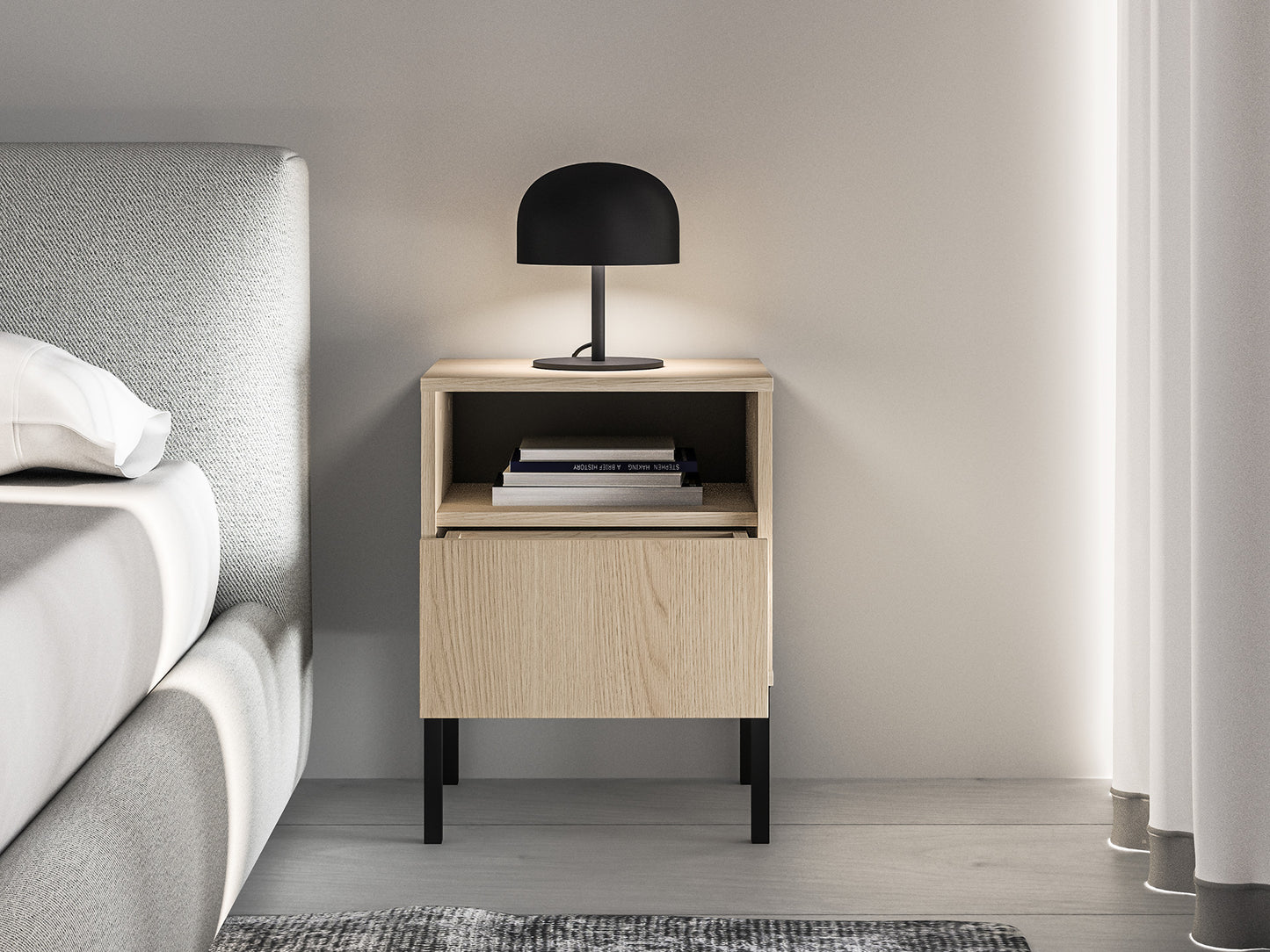 Naktsskapis Baree 40/53/34 cm Lindberg ozols - N1 Home