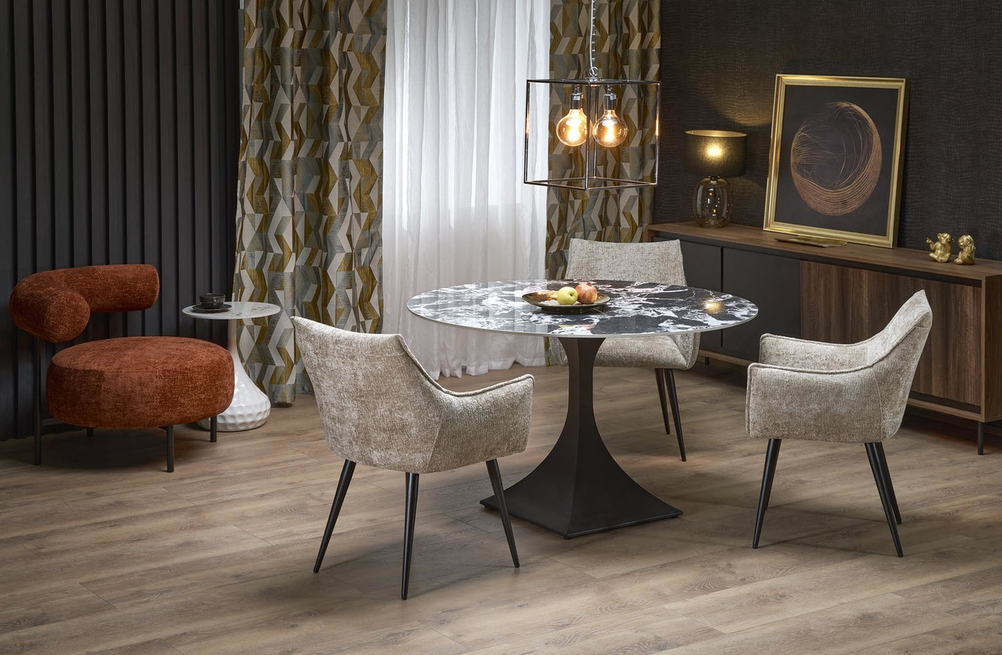 Galds Nova 120/77 cm melns marmors - N1 Home