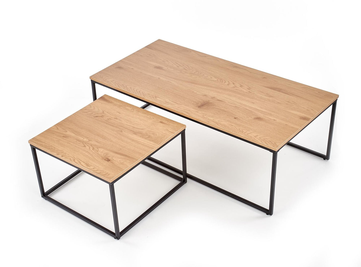 Kafijas galdiņš AL 120/60/40 cm un 55/55/36 cm zeltains ozols/melns - N1 Home