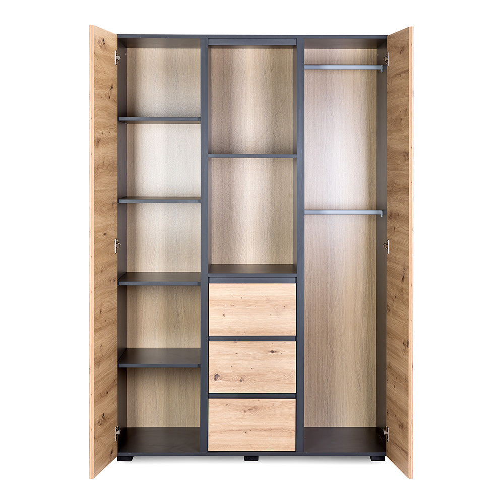 Skapis BALU 120 /183 /50 cm antracīts-ozols - N1 Home