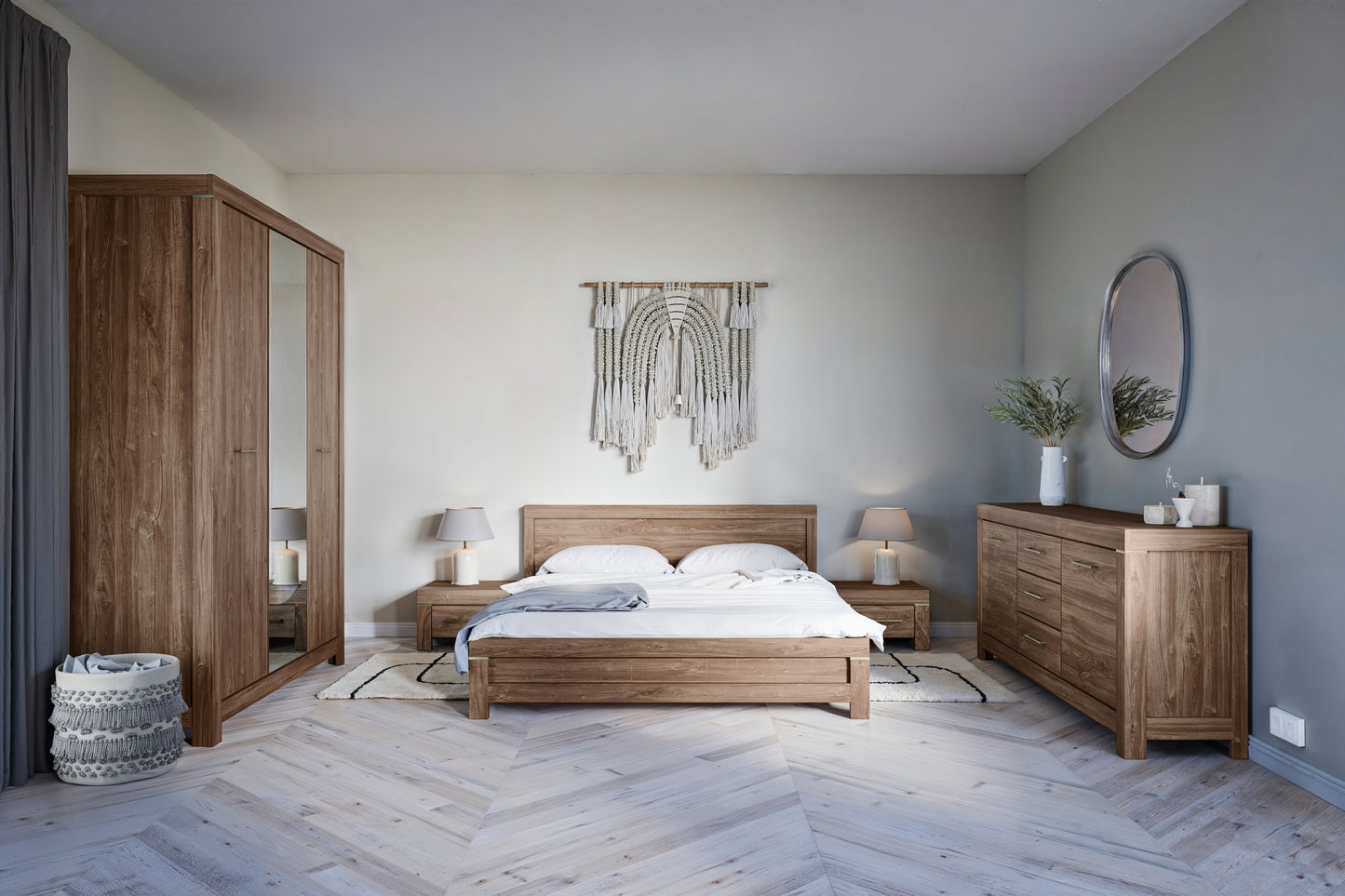 Skapis Geri 168/220/56 cm rosīgs ozols - N1 Home