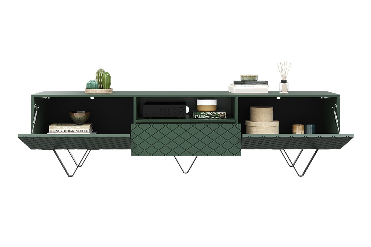 LUKKA RTV kumode 190/51/42 melnas kājas/olives - N1 Home