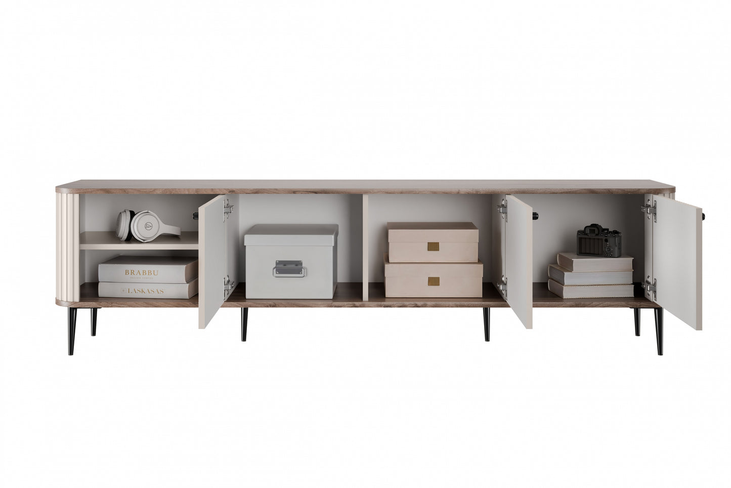 TV skapis Vespa 187/51/38 cm kašmirs/rieksts/melns - N1 Home