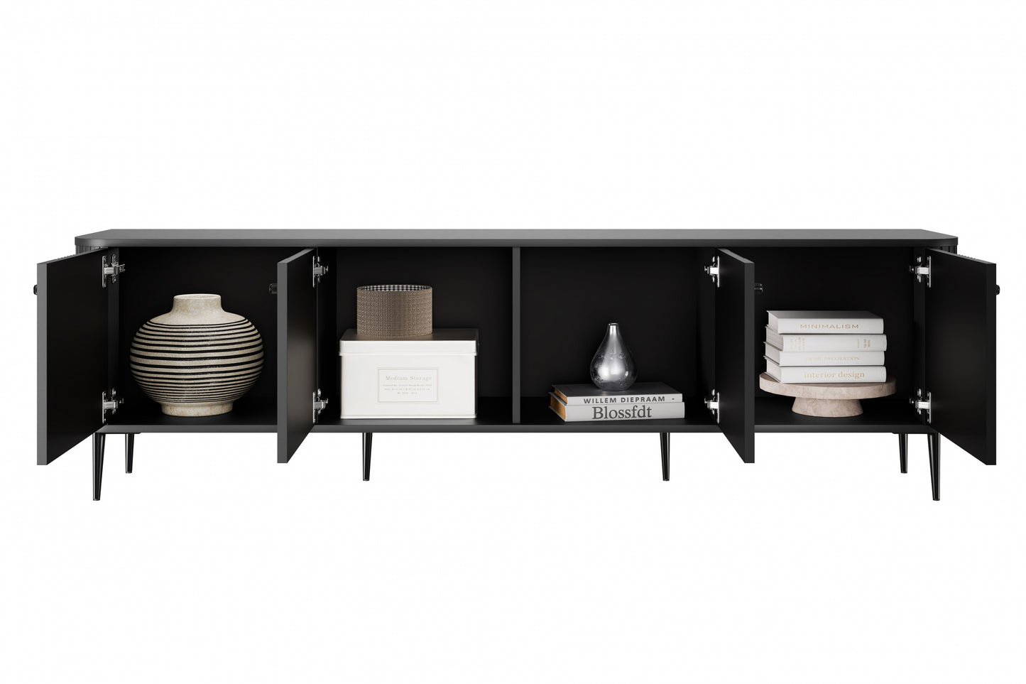 TV skapis Vespa 187/51/38 cm melns/melns - N1 Home