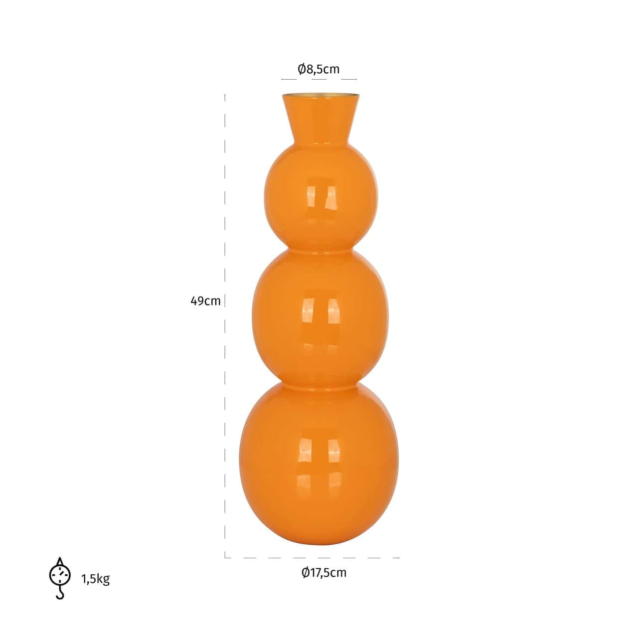 Vāze Sorrel Richmond Interiors 17,5/17,5/49 cm oranžs