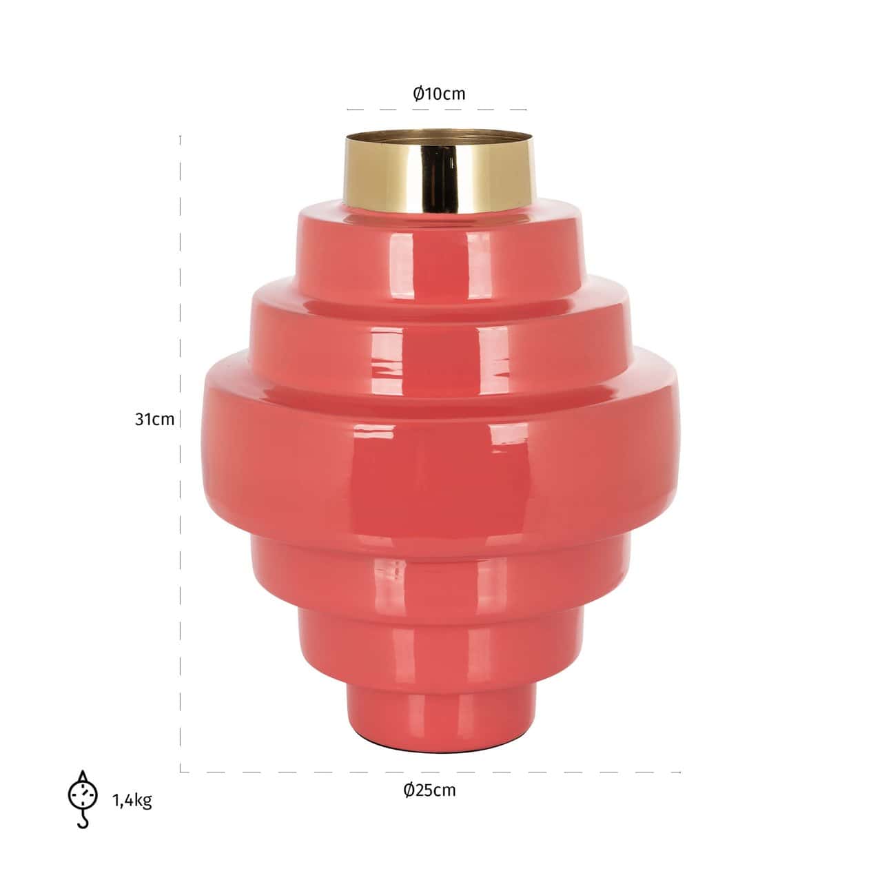 Vāze Akelei Richmond Interiors 25/25/31 cm rozā