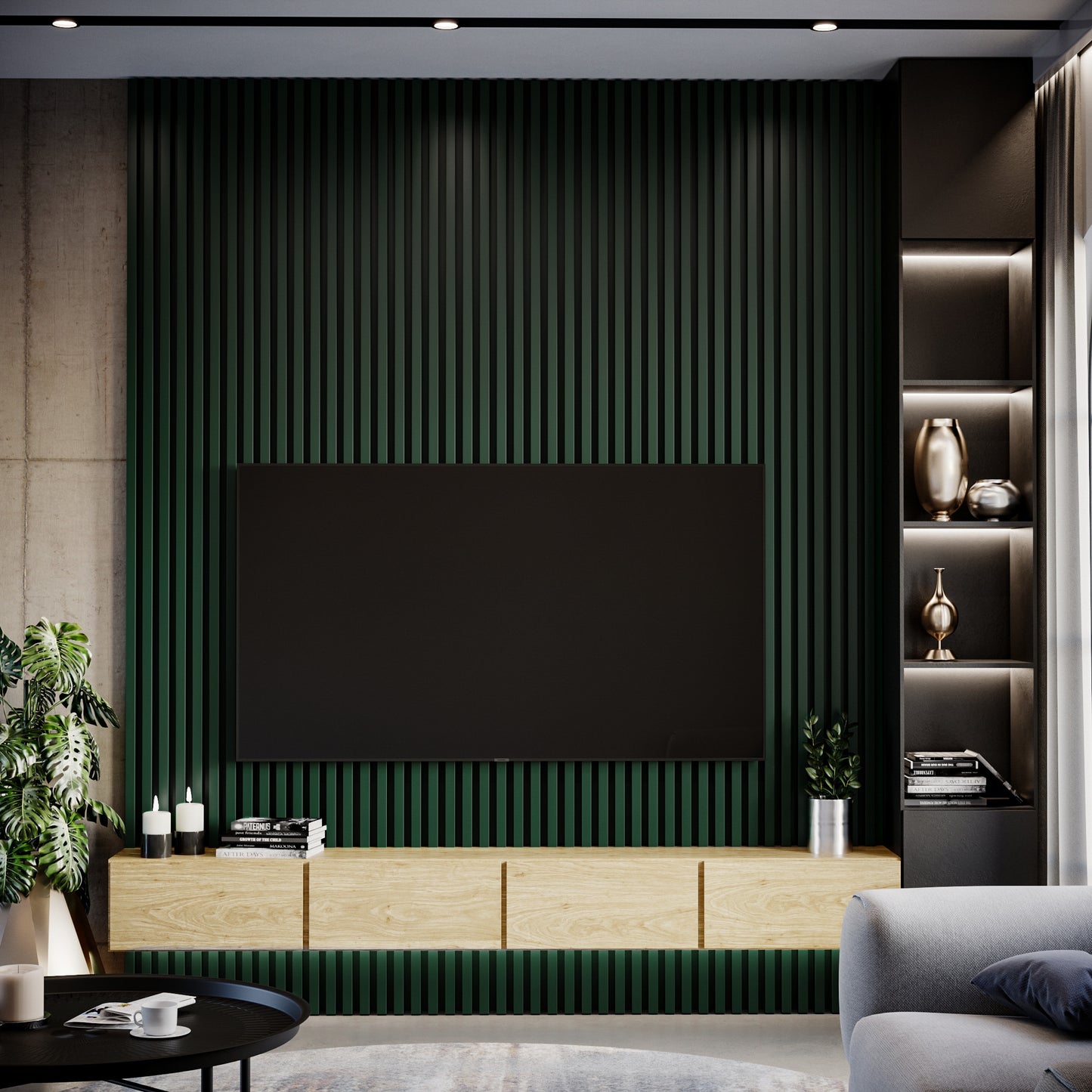 3D sienas lamele pudelu zaļš 3x4x275 cm - N1 Home