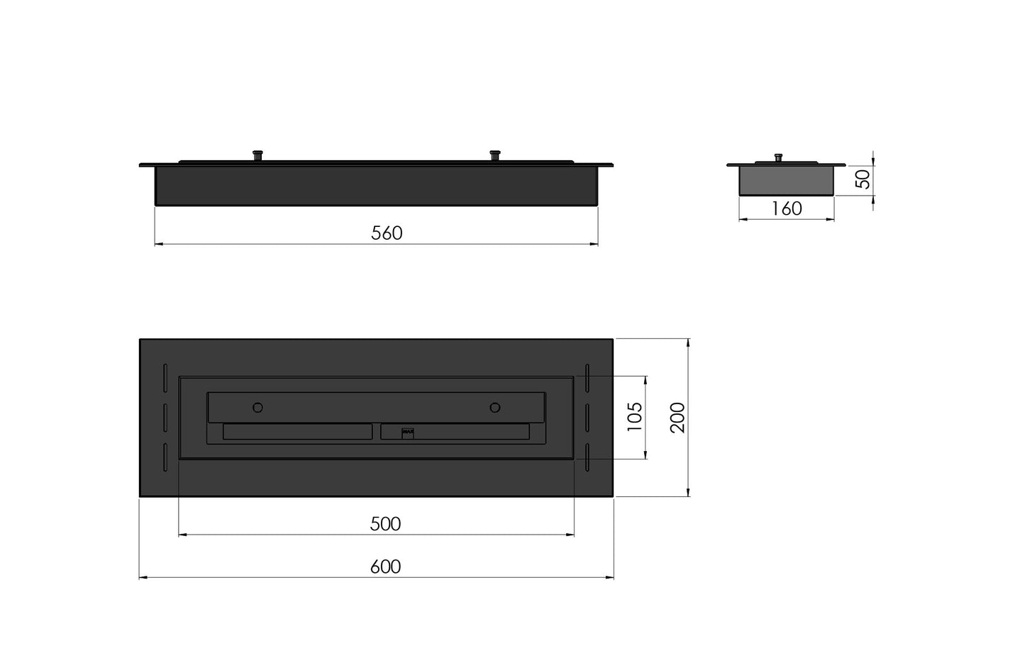 Biokamīns Inbo 600 60/20/5 cm melns - N1 Home