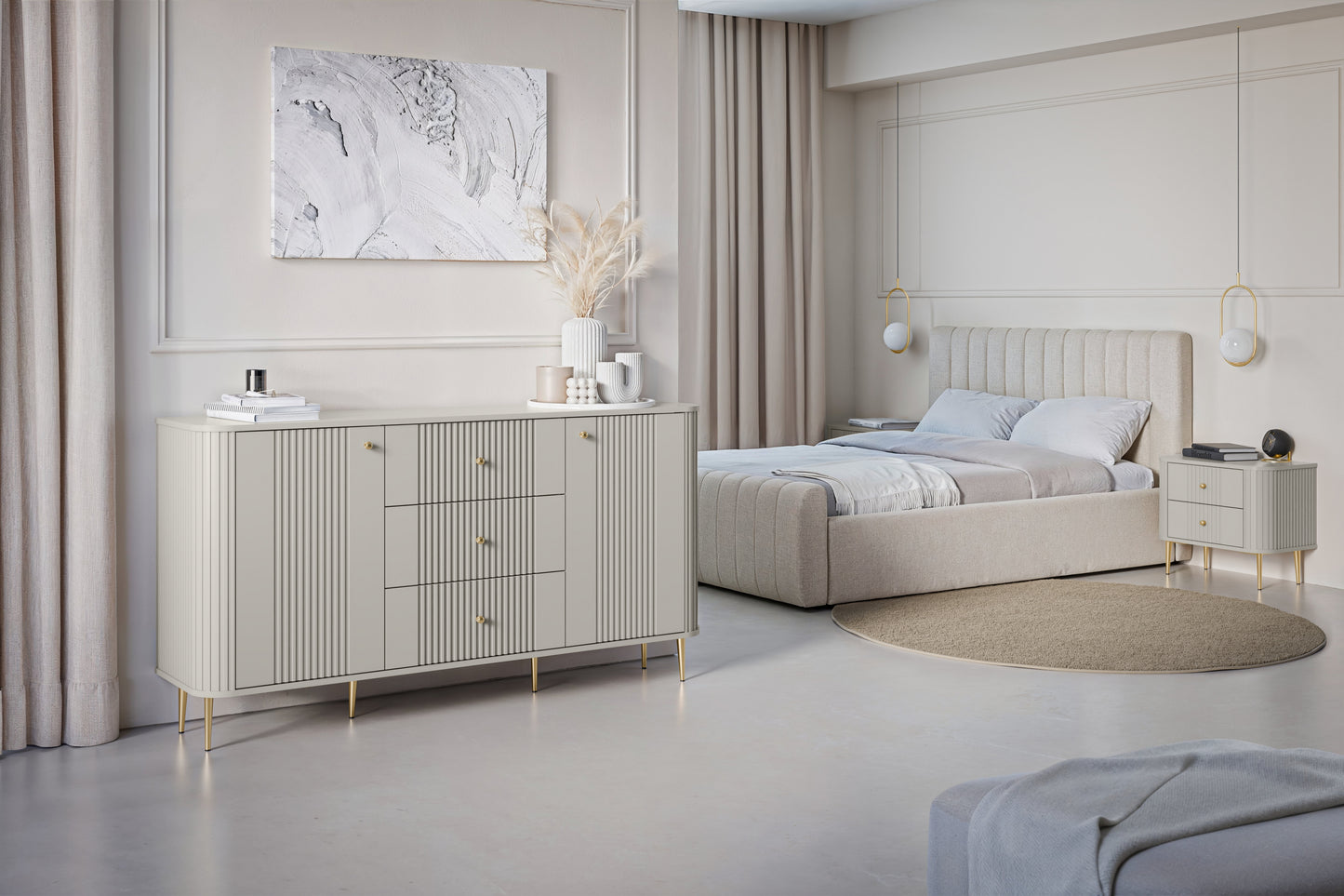 Naktsskapītis (2) Vespa 56/51/38 cm kašmirs/zelts - N1 Home