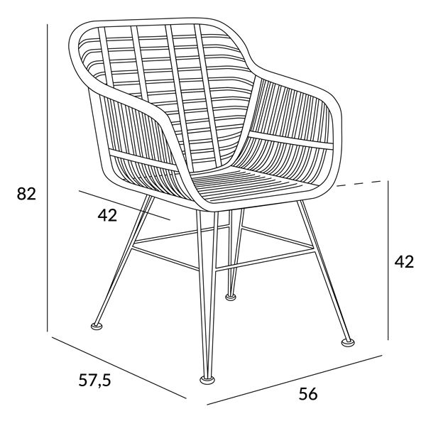 Melns austs JARDIN krēsls 56x62x82 cm - N1 Home