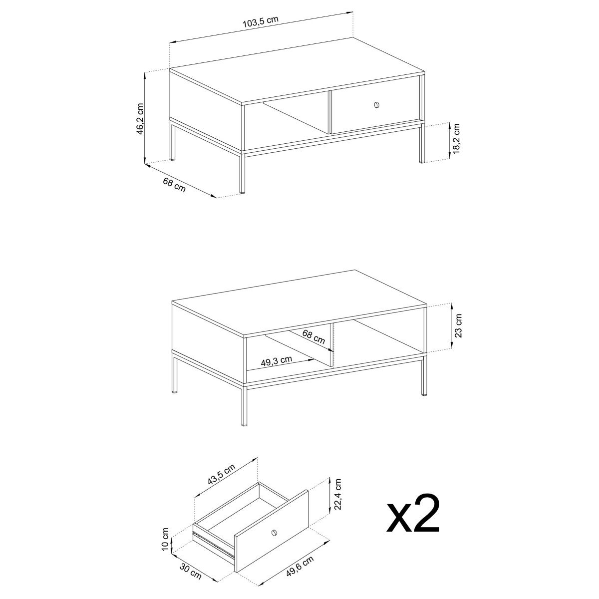 Televizora bloks MN tumši zils 103,5x46,2x68 cm - N1 Home