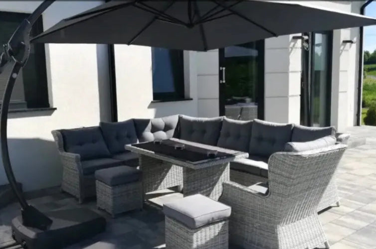 Ēdamgalda komplekts Dova 306/246/87 cm balts/pelēks - N1 Home