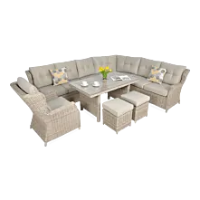 Ēdamgalda komplekts Dova 306/246/87 cm gaiši bēšs - N1 Home