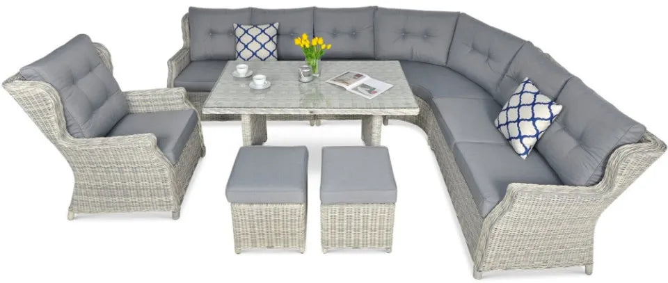 Ēdamgalda komplekts Dova 306/246/87 cm balts/pelēks - N1 Home