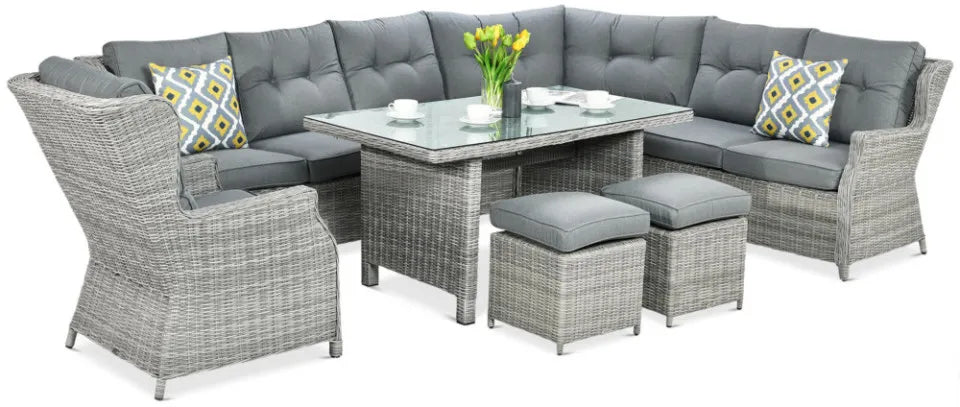 Ēdamgalda komplekts Dova 306/246/87 cm stone pelēks - N1 Home