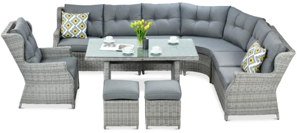 Ēdamgalda komplekts Dova 306/246/87 cm stone pelēks - N1 Home